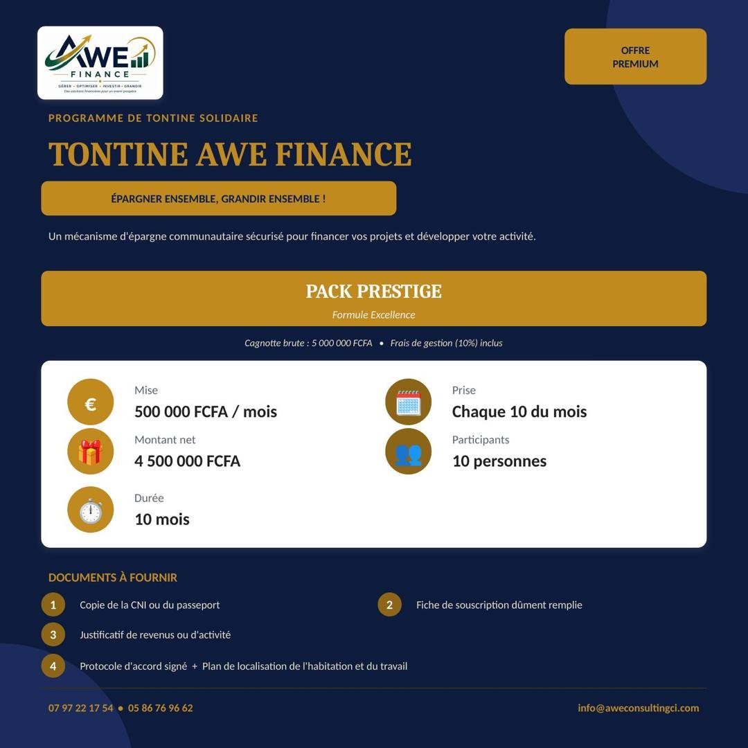 Pack Tremplin — Formule Croissance, tontine AWE Finance